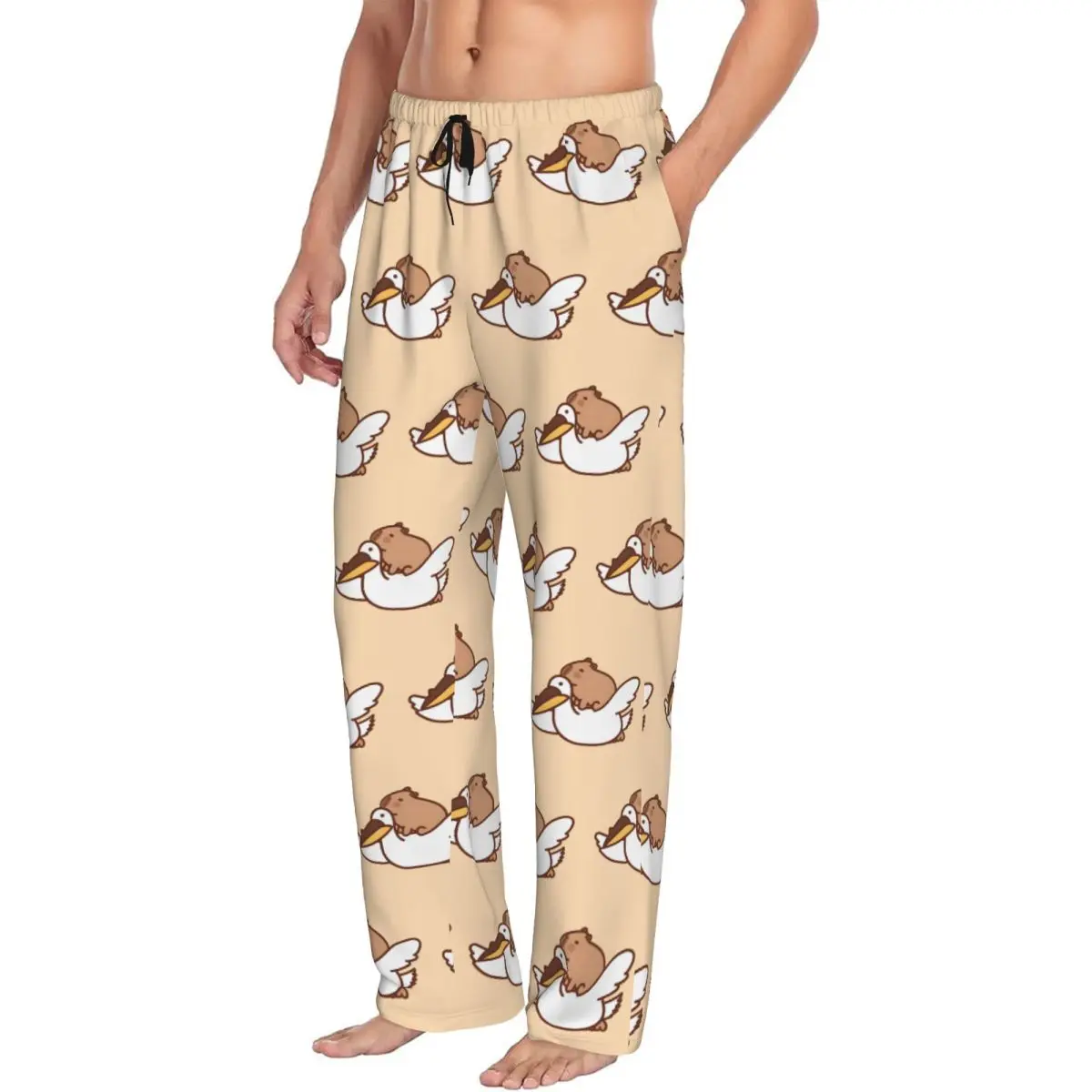 Benutzerdefinierte Capybara-Pyjamahose für Herren, niedliche Anime-Nachtwäsche, Lounge-Schlafhose, Stretch mit Taschen