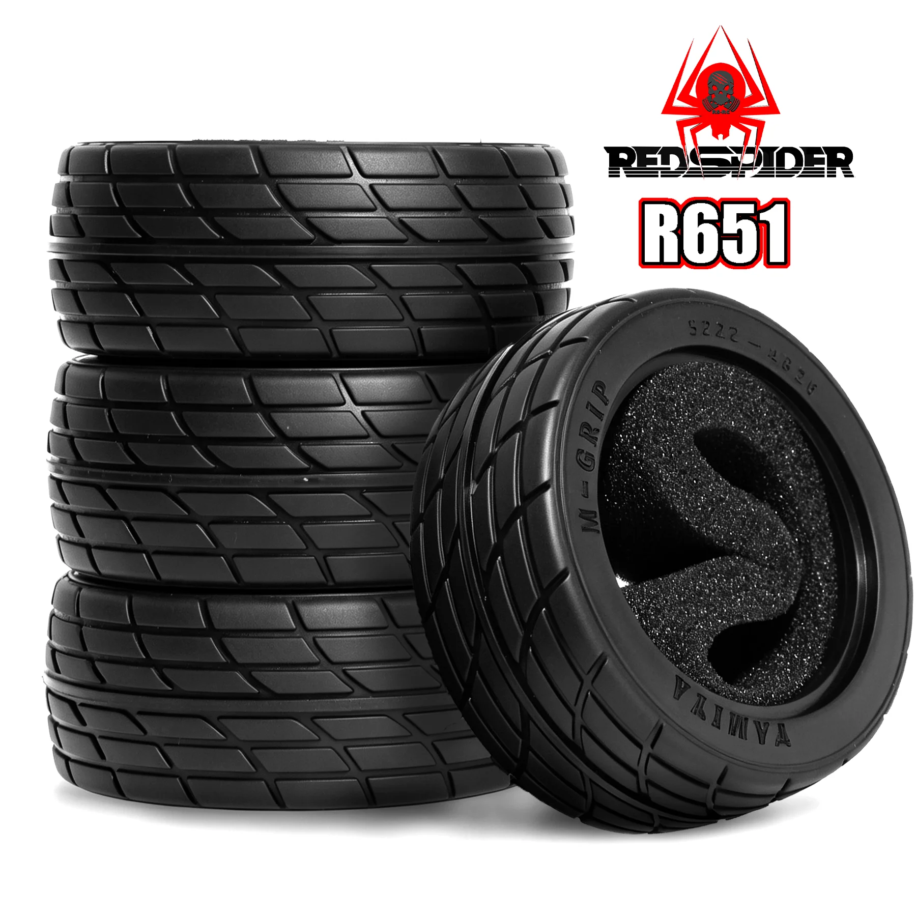 RED SPIDER 4Pcs 1/10 On Road Touring Car Tires  RC Flat Racing Tyres Fit Tamiya TT01 TT02 HSP 94123  RC Car Replacement Parts