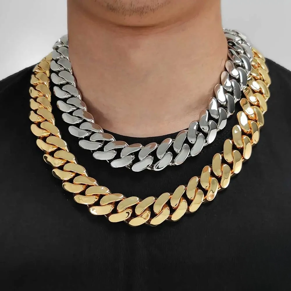 

22mmstainless steel Wide Hip-Hop Shiny Gold-Plated round Thick Miami Cuban Chain Necklace for Men Bold Fashion Jewelry Accessory