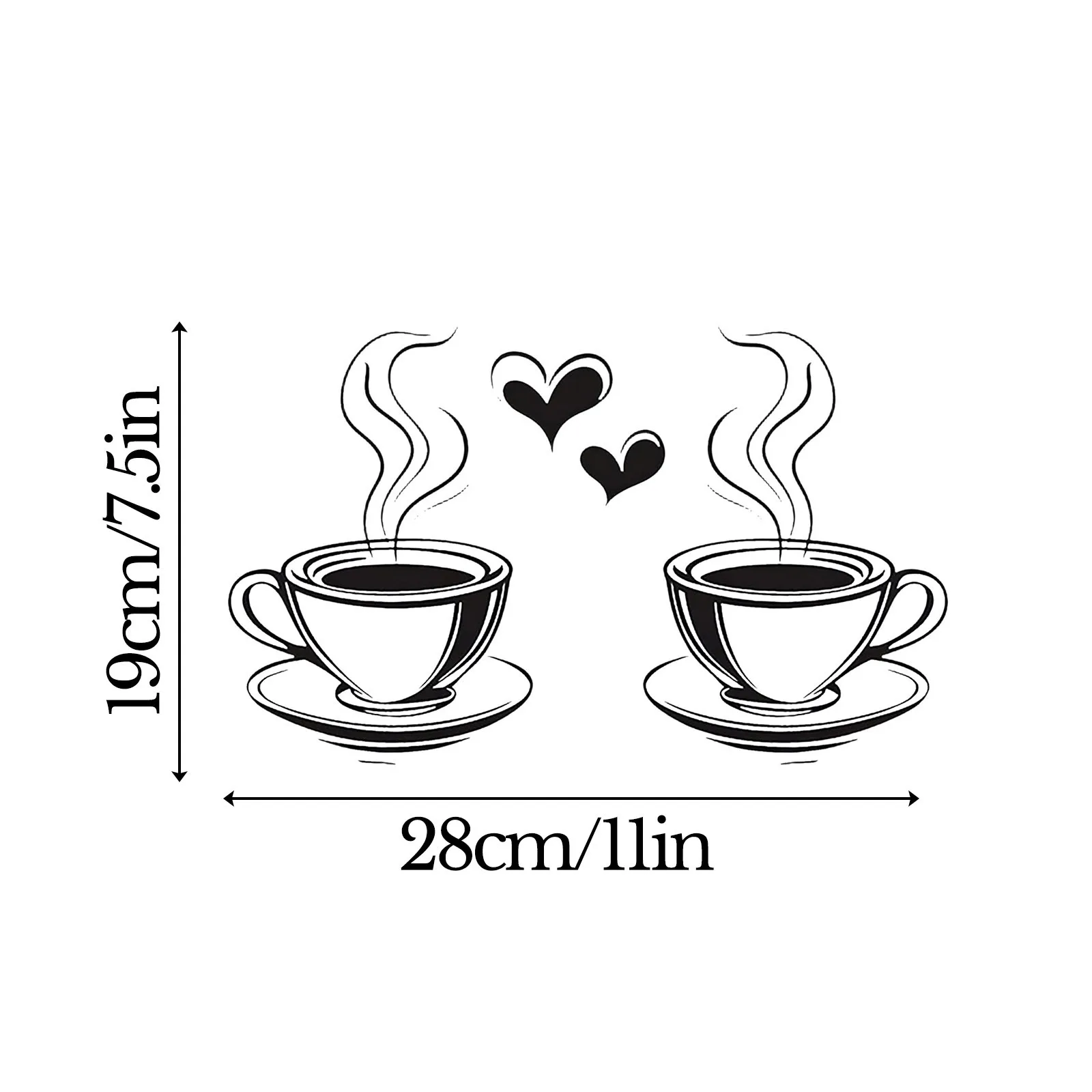 Creative Tea Cup Pattern Wall Stickers Home Kitchen and Dining Room Sticker Restaurant Wall Background Decorations