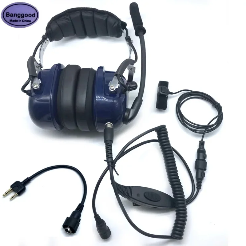 Anti-Noise Aviation Headset PTT Mic Speaker Pilot Headphone for ICOM IC-F11 F10 F20/IC-F3 F4/IC-F4TR/IC-V80 V82/IC-F43GS Radio