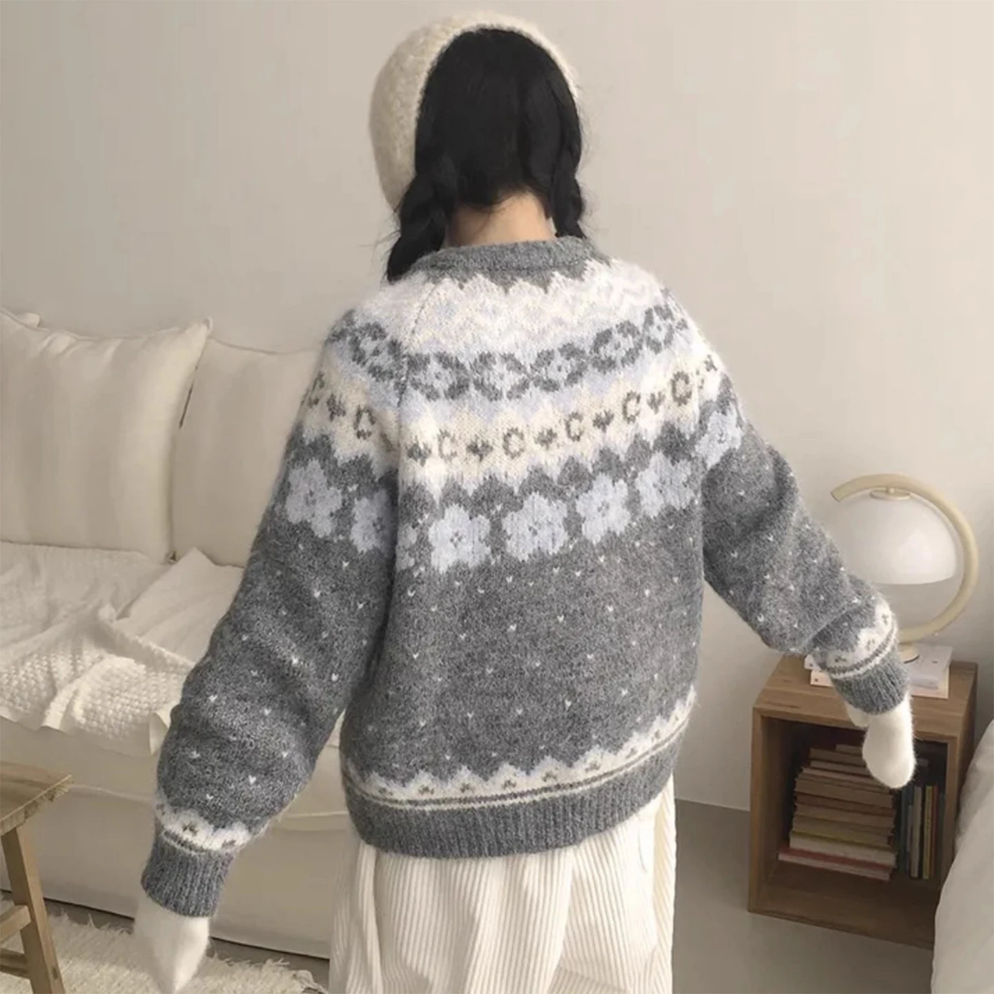 السيدات لينة مريحة محبوك سترة معطف اللون Blo زر واحد شتاء جديد Sle تخفيف Sle فضفاضة تناسب طويلة Sve جولة Ne