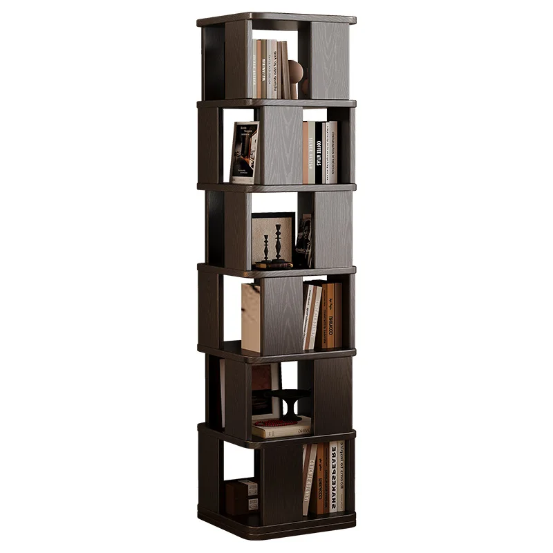 

Вращающаяся книжная полка из цельного дерева, книжный шкаф на 360 градусов, многослойный шкафчик для хранения, бытовая гостиная, детская напольная стойка