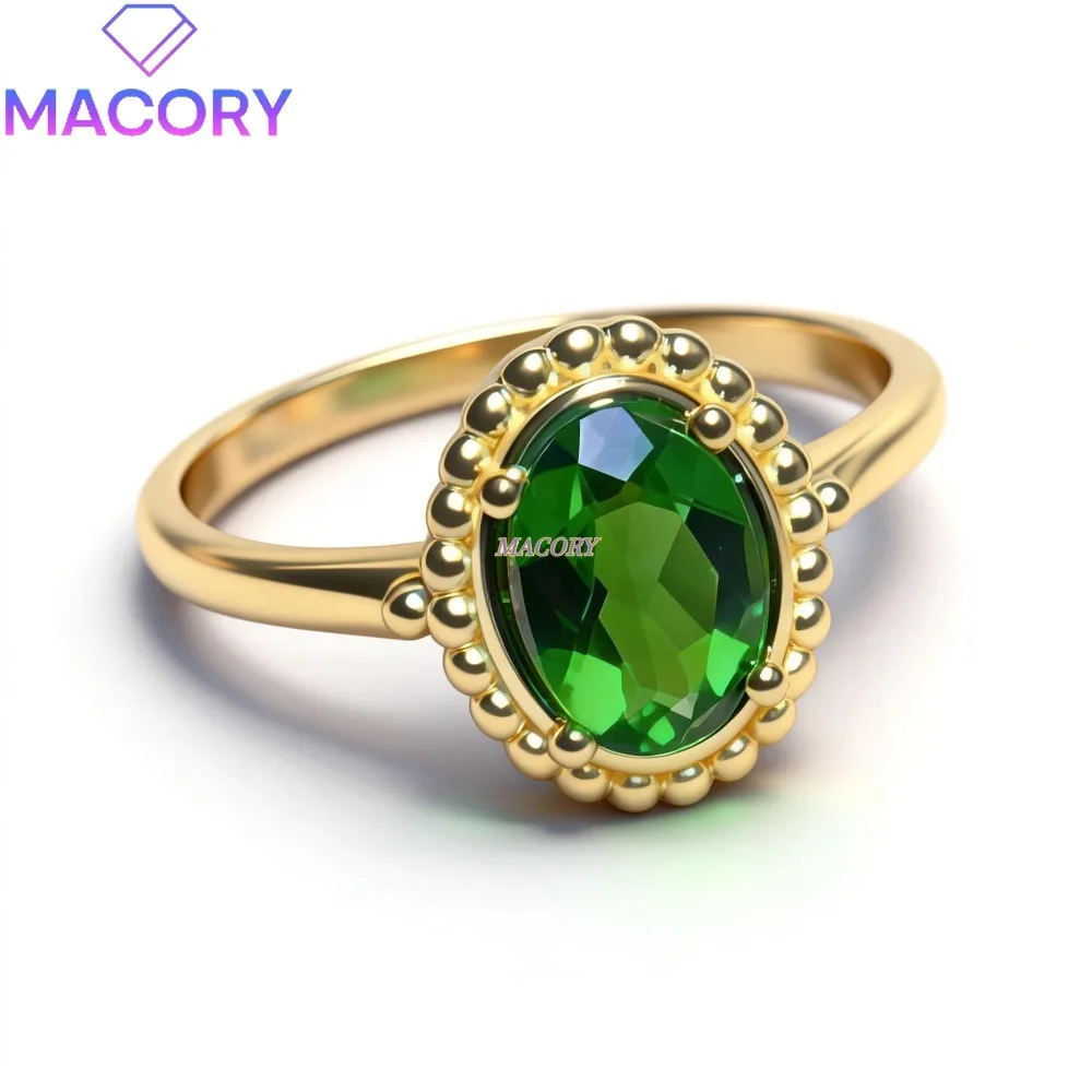 

Natural diopside women's ring made of 925 sterling silver with a clear crystal and beautiful colour perfect as a holiday gift