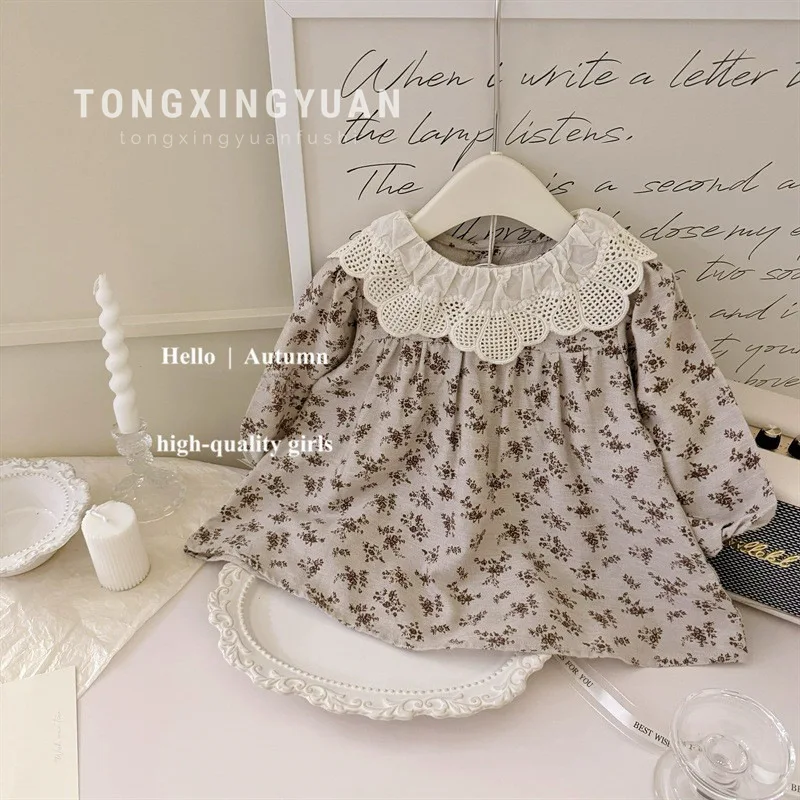 Mori Girls Long-sleeved Dress Spring and Autumn 2024 New Foreign Style Baby Girl Fashion Floral Skirt