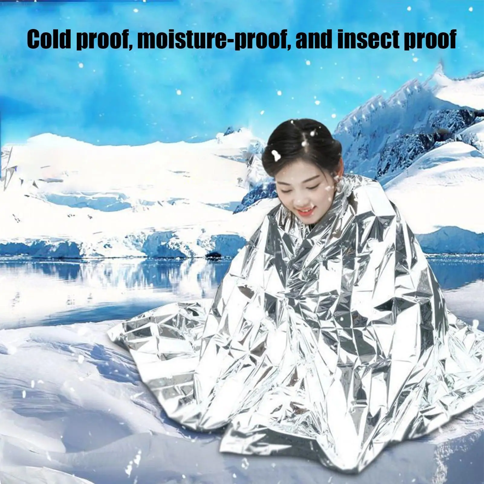 بطانيات البقاء على قيد الحياة بطانيات حرارية للتخييم في الهواء الطلق بطانية إنقاذ من الزلازل معطف واق من المطر بطانية عازلة للتخييم والتنزه #4