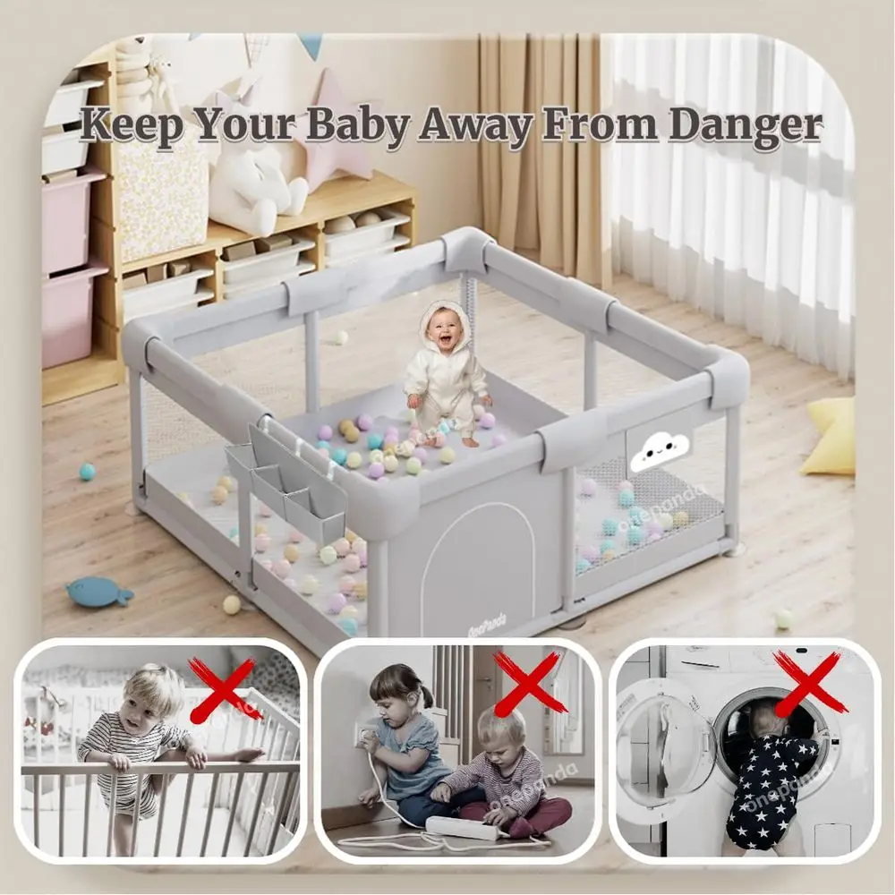 روضة أطفال كبيرة مقاس 50 × 50 مع حافة مبطنة وكرات المحيط والبوابة والتخزين ومركز الأنشطة باللون الرمادي الفاتح #2