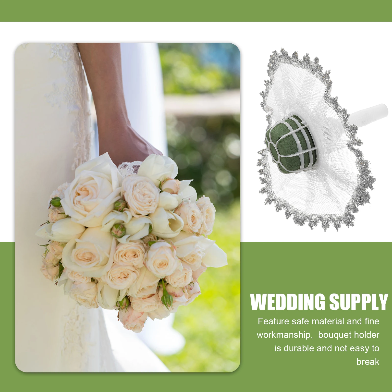 

6 Set Lace Bouquet Collar Flower-holding Hat Handles Holder Wedding Foam Bridal Holders