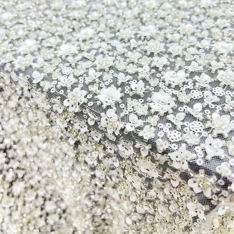 

Ткань из сетки с вышивкой бисером и пайетками для рукоделия, пошива вечерних платьев, аксессуаров для одежды, кружевного модного текстиля