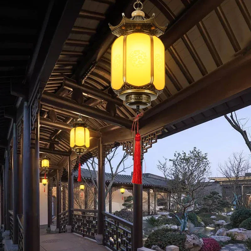 

New Chinese outdoor waterproof chandelier courtyard garden gazebo promenade grape rack hotel villa gate eaves lantern