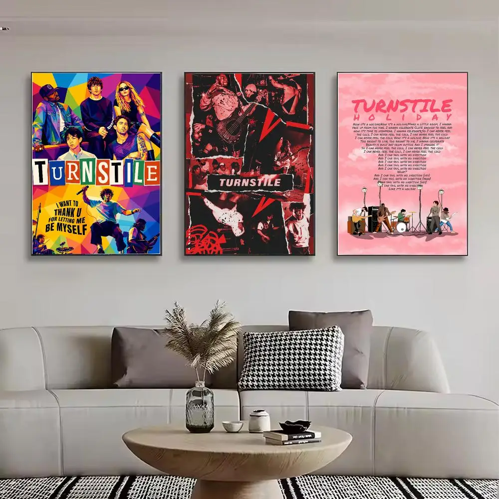 Hardcore Punk Band T-Turnstile Painting Calligraphy Canvas Poster Wall Art for Bedroom Living Room Home Decor Gift