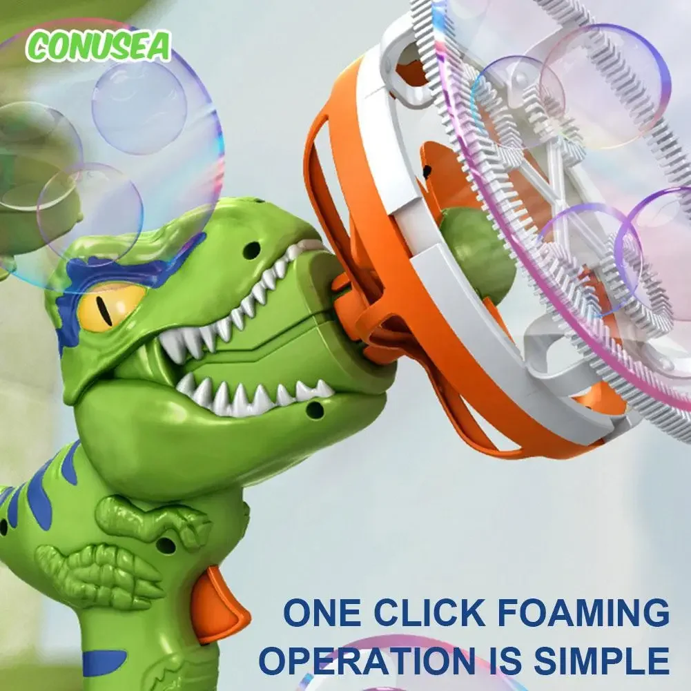 2 In 1 Bubble Machine Dinosaur Electric Soap Bubbles In Bubble Maker Guns Toy Childrens Outdoor Games for Kids Boys Girls Kids