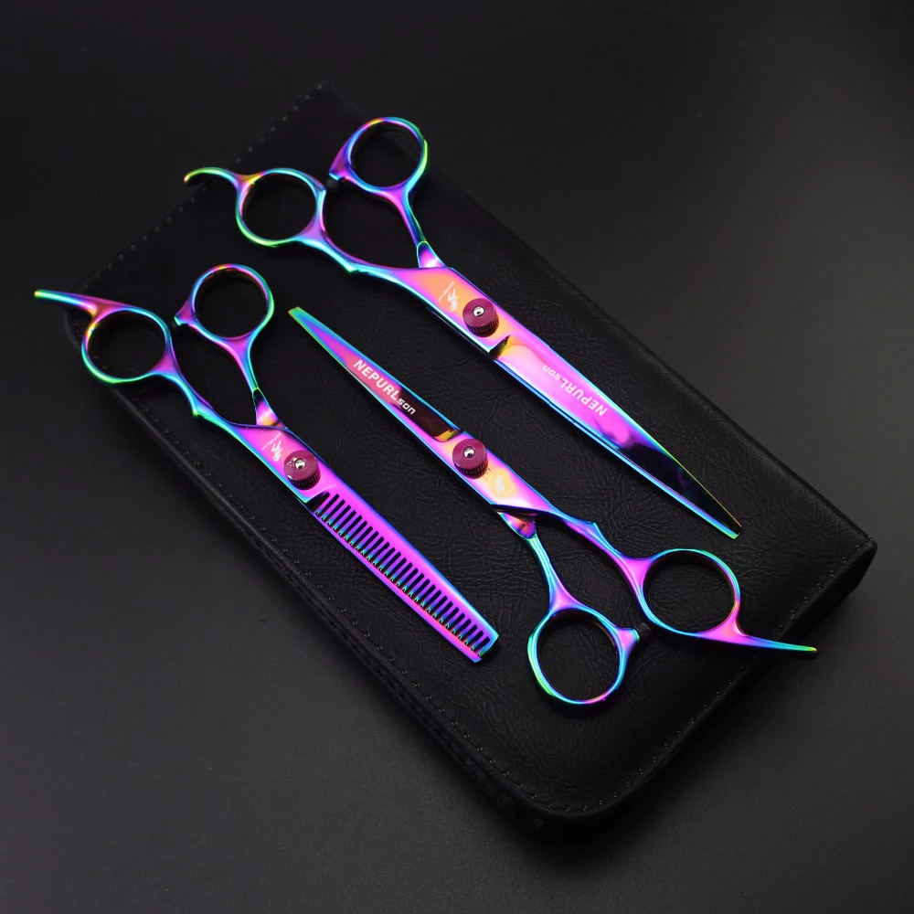 6 inch color purple 4 suit pet scissors hair thinning pet grooming scissors