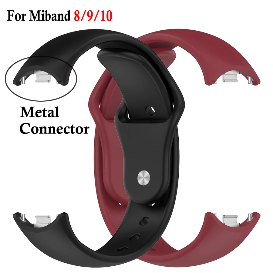 

Силиконовый ремешок для умных часов Xiaomi Mi Band 8 9 10, замененный браслет Correa для Mi Band 9 10, аксессуар для браслета NFC