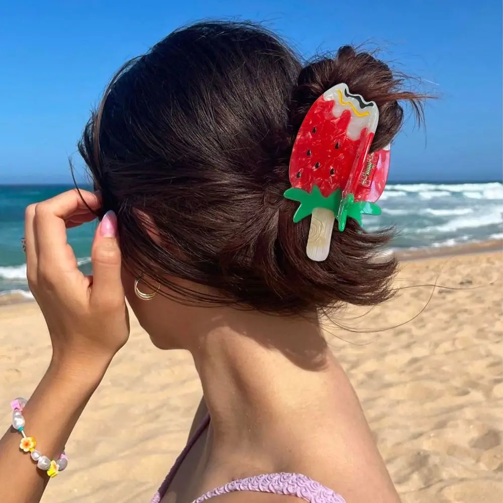

Cute Ice Cream Shark Clip Sweet Acetic Acid Fruit Series Hair Claw Summer Colorful Delicious Food Claw Clip Female