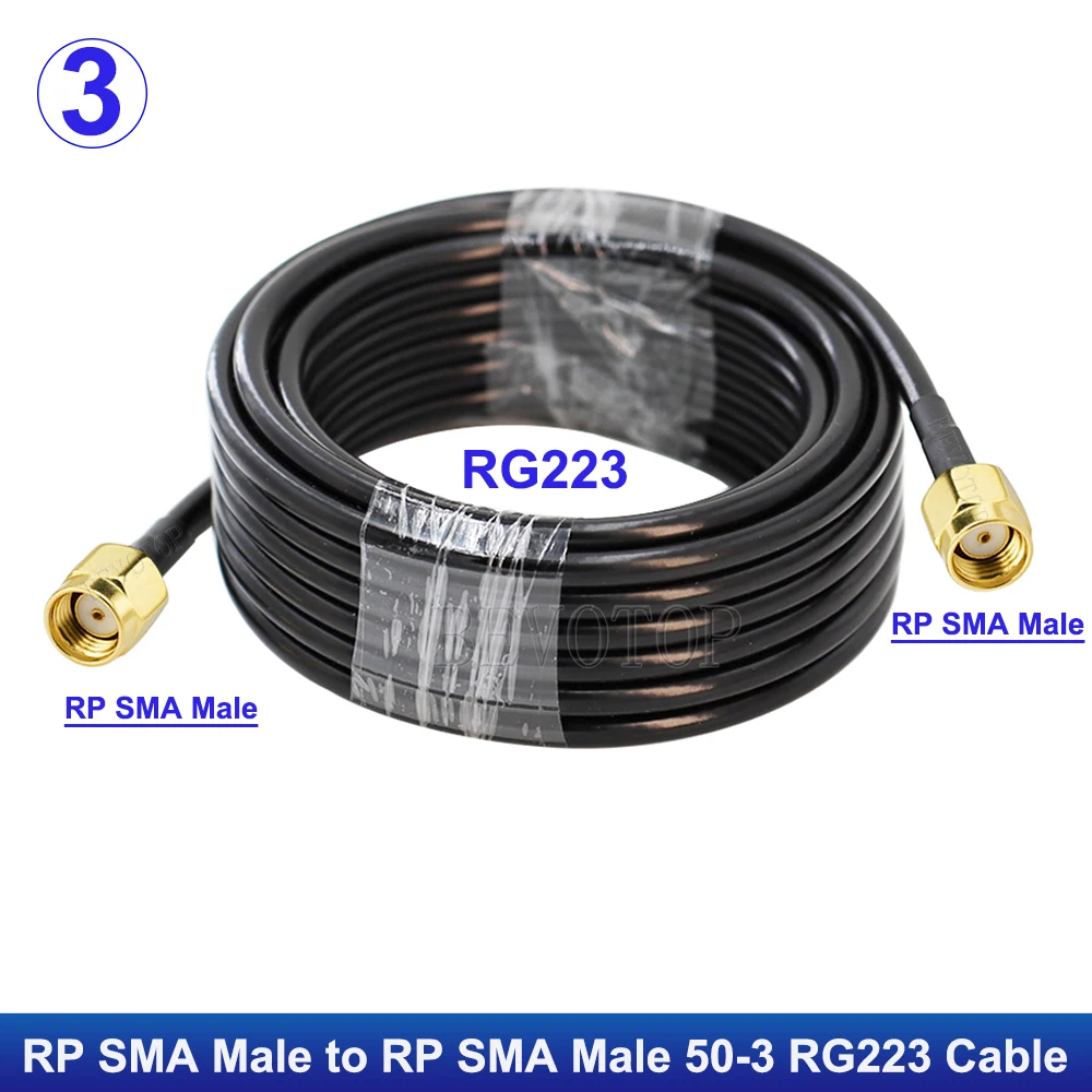 1Pcs RG223 케이블 SMA 남성-SMA 암 커넥터 50ohm 이중 차폐 RF 동축 케이블 WiFi 안테나 연장 코드 피그 테일