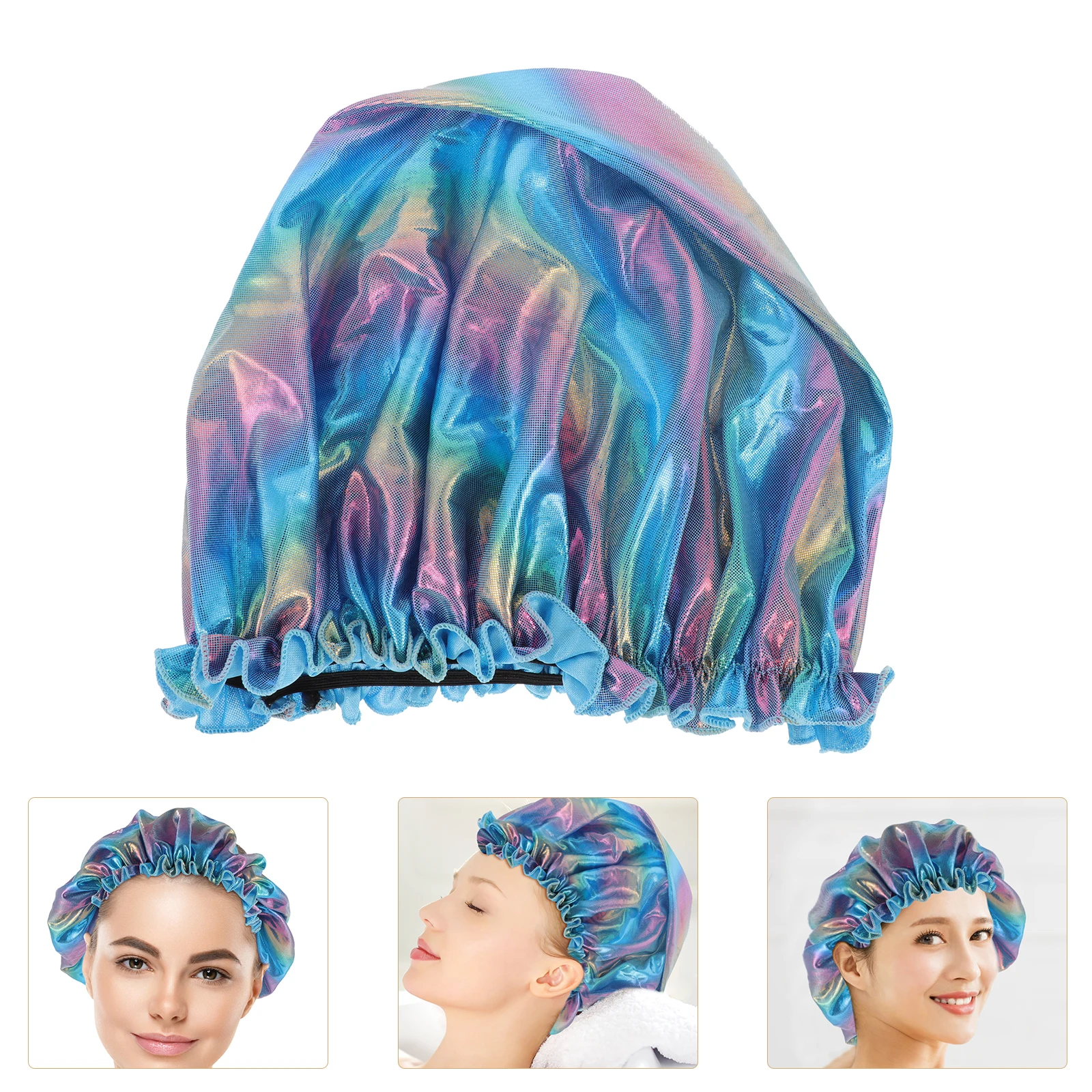 

Bath Cap Stretch Night Sleeping Hair Caps Bathing for Kids Blue Bathroom