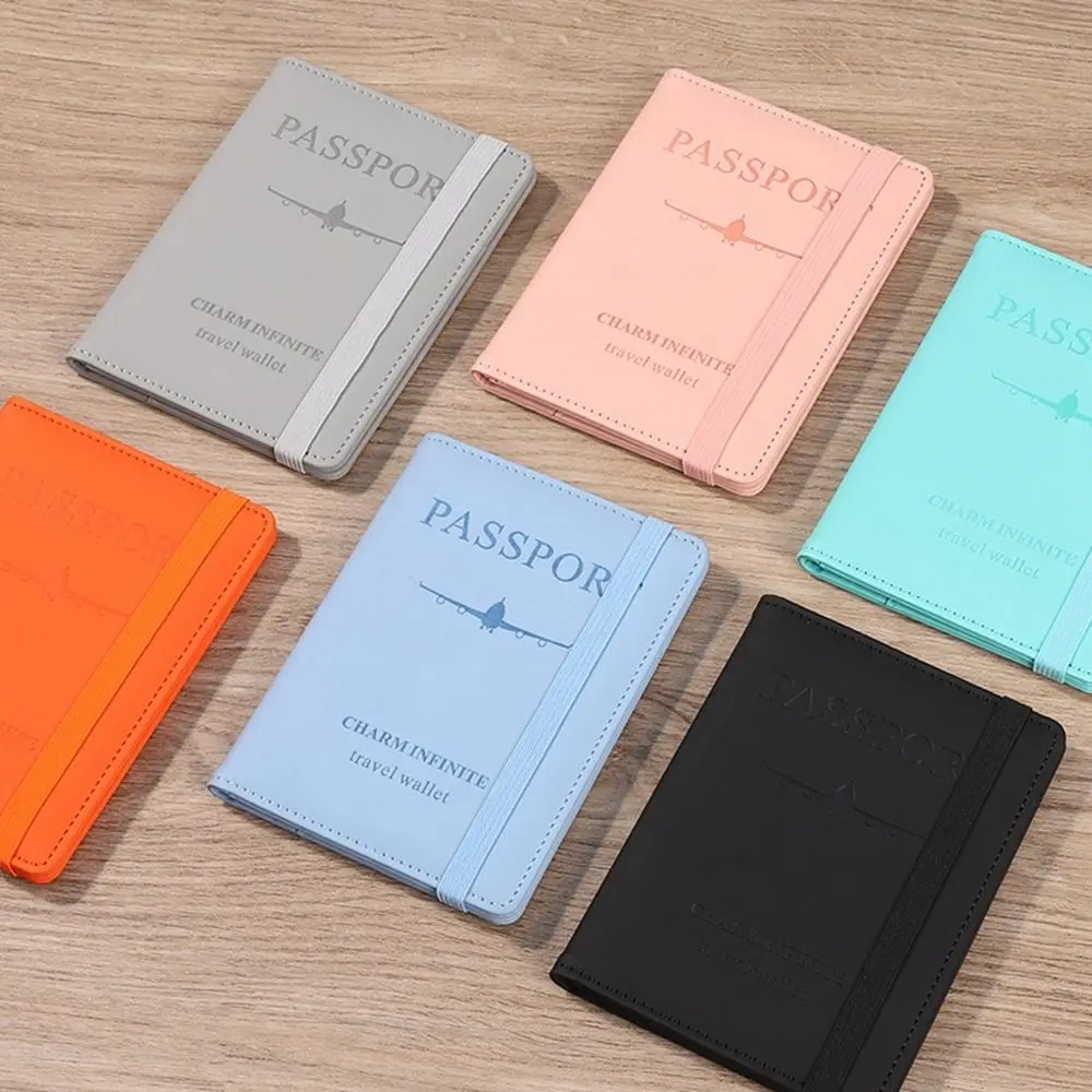 With RFID PU Leather Passport Holder Certificate Storage Bag Passport Package PU Passport Clip ID Document Name ID Address