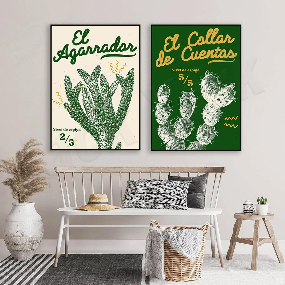 طباعة صبار عتيقة، فن الصبار، ملصق سفر المكسيك الإسباني