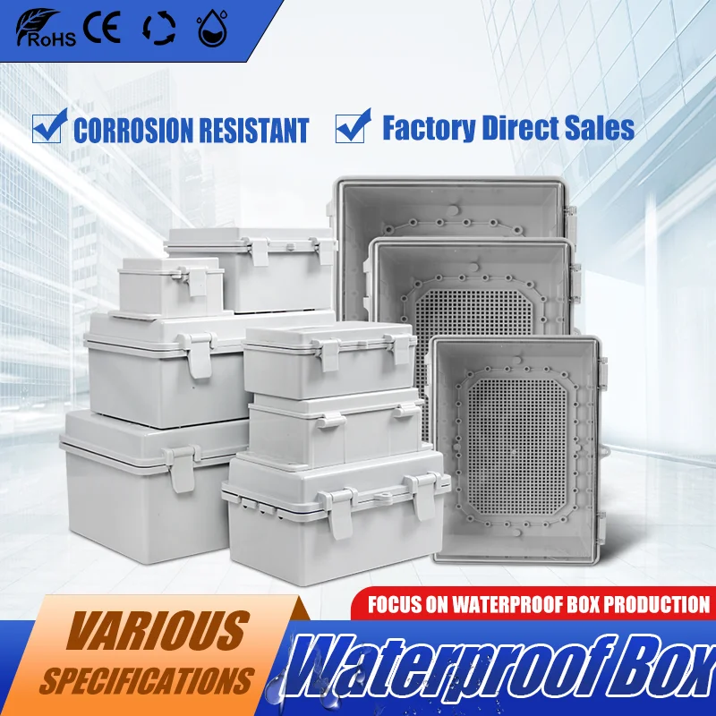 IP66 Waterproof ABS Plastic Enclosure Gray/Transparent Cover Outdoor Power Distribution Junction Box Electronic Instrument Case