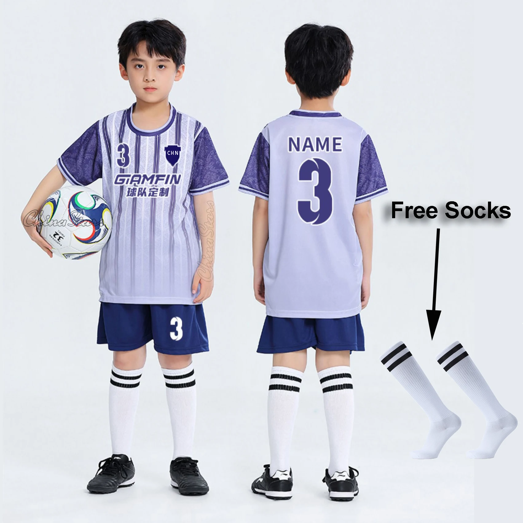 High Quality Kids Soccer Uniforms Free Socks Custom Children Football Team Jersey Kids Short Set Youth Training Sportswear Kits