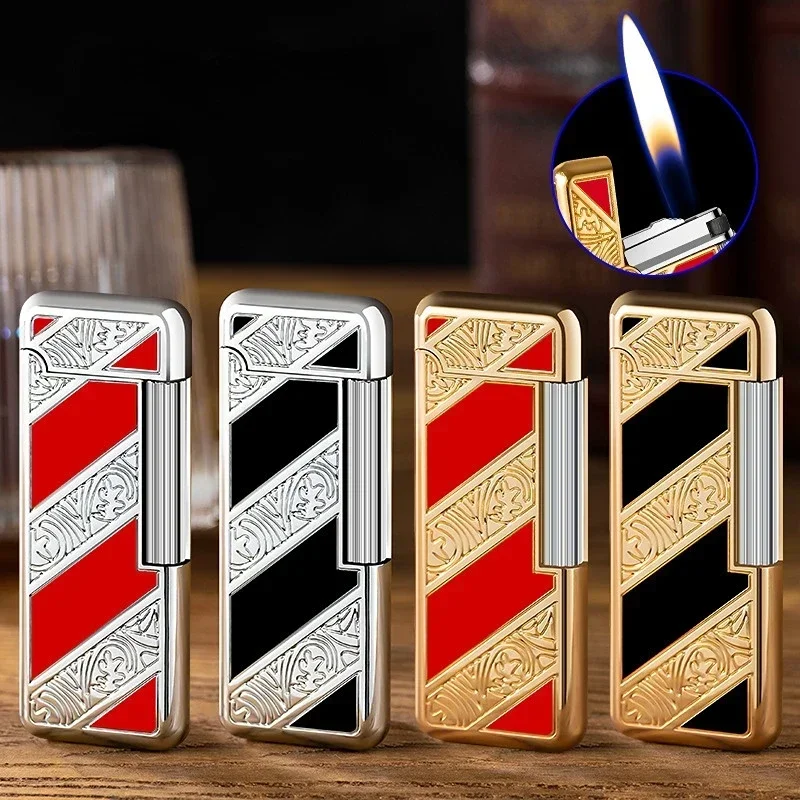 

Модная надувная зажигалка с боковым колесом, ультратонкая персонализированная 3D-принт, подарочный набор, воспламенитель, аксессуары для сигарет