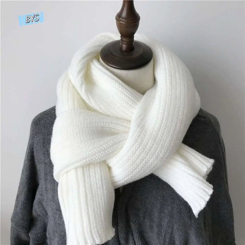 

Gifts Acrylic Fibers Knitting Wool Scarf Polyester Solid Color Long Thickened Neckscarf Classic Soft Winter Warmer Scarf Winter