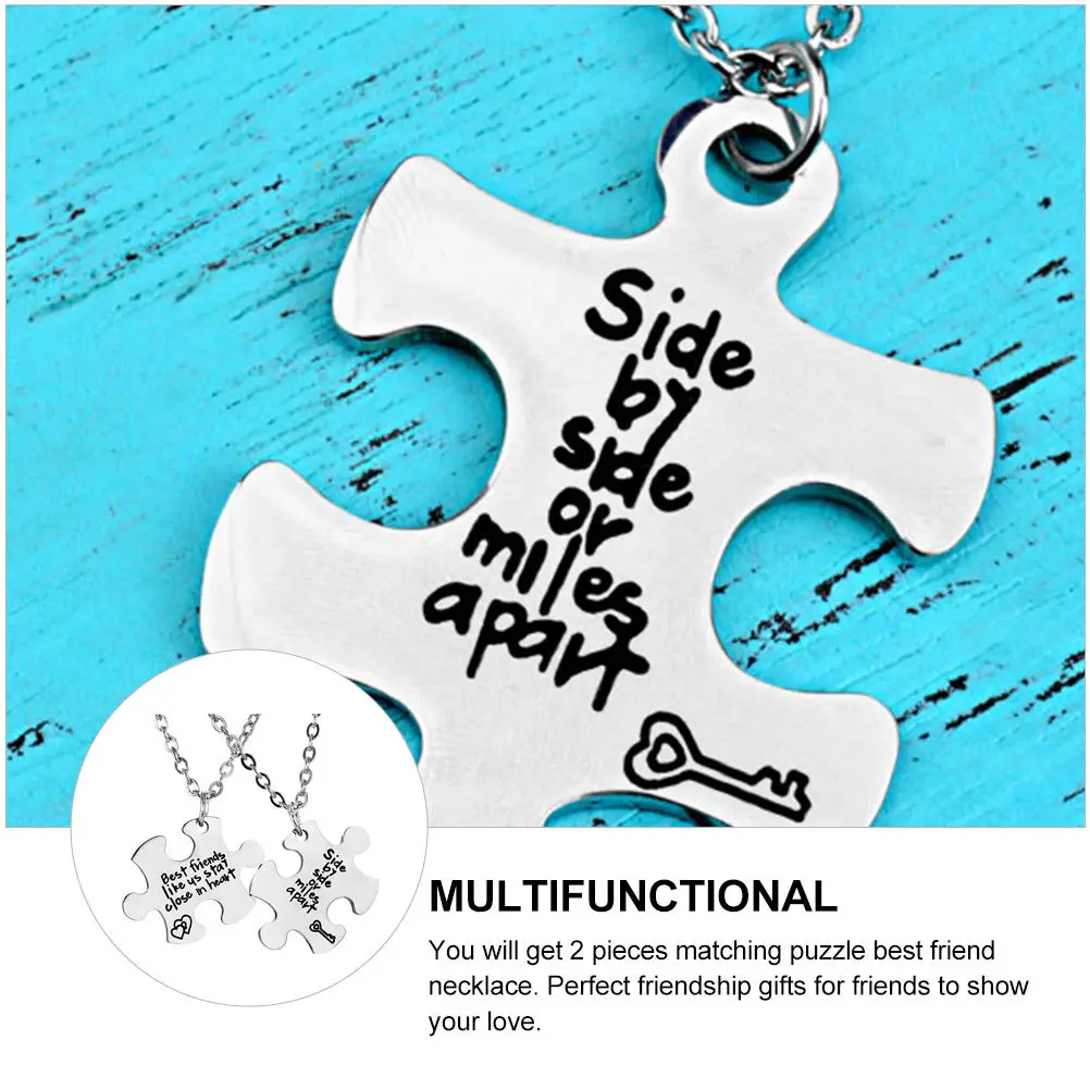 

1Set Best Friend Puzzle Necklaces Premium Titanium Steel Lightweight Matching Friendship Gifts Best Friend Puzzle Necklaces