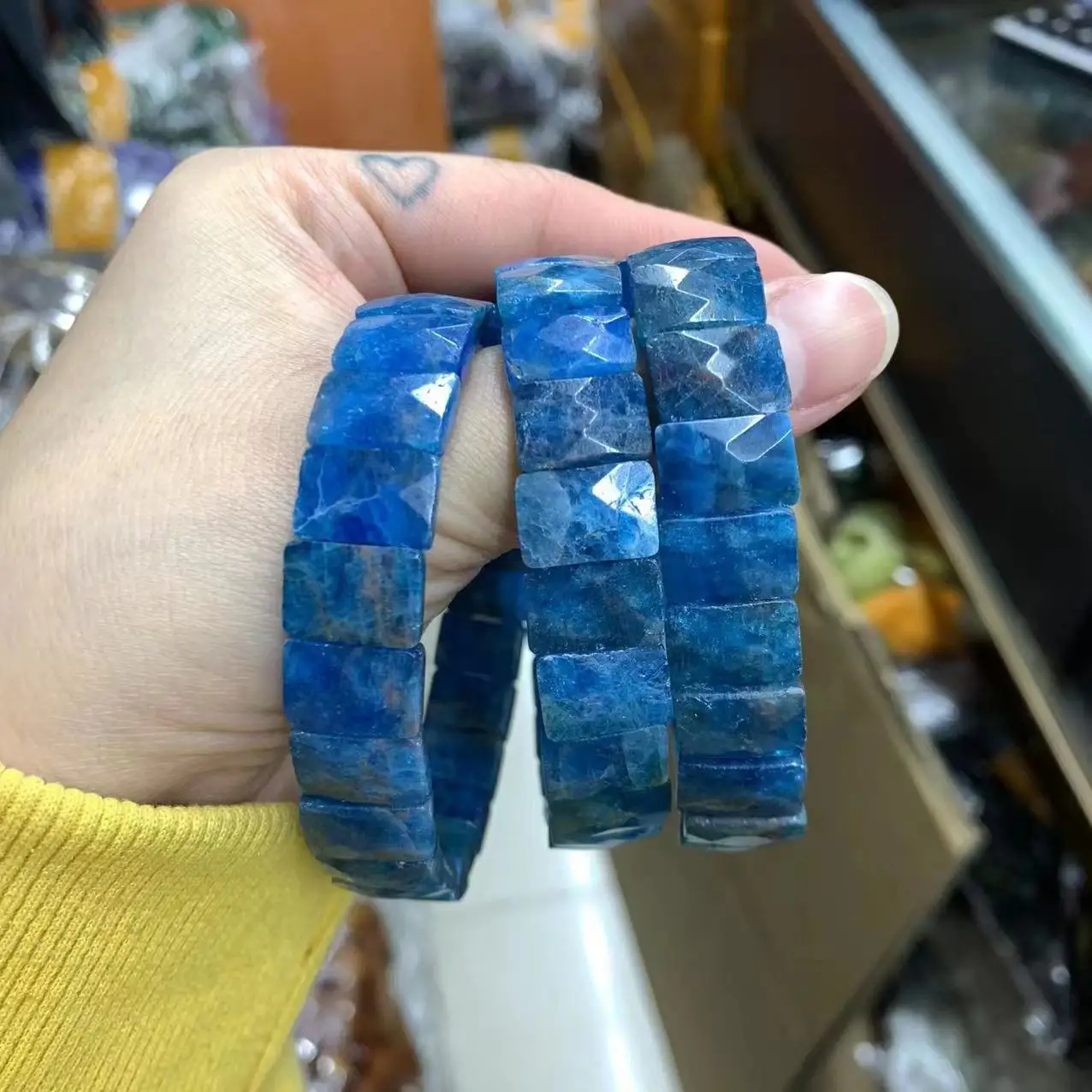 Natural Apatite Stone Beads Bracelet Natural Gemstone Bangle Charming Jewelry for Woman for Gift Wholesale !