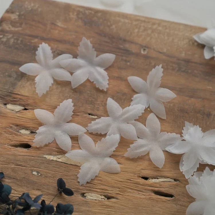 100 pièces/paquet, pétales d'organza de 4CM, fleur 3D DIY. Pièces de fleurs décoratives faites à la main, accessoires de voile pour robe de mariée