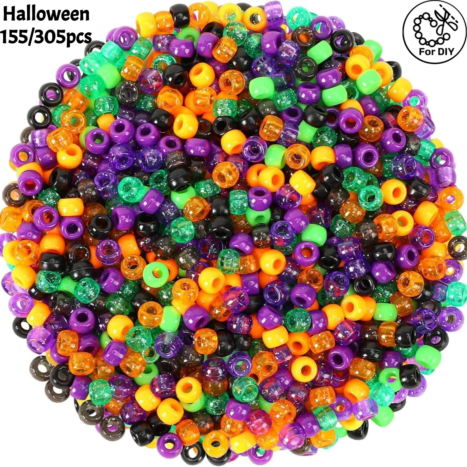 Halloween 155/305-teiliges Set für Schmuckherstellung, Halloween-Karneval-Party-Dekoration, Halskette, Armband, Haarperlen, DIY-Bastelarbeiten