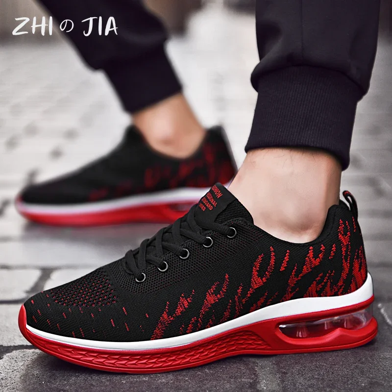 Autumn Popular Knitted Casual Shoes Large Size Ultra Light Men's Air Cushioned Sneakers Outdoor Anti slip Fitness Footwear 39-46