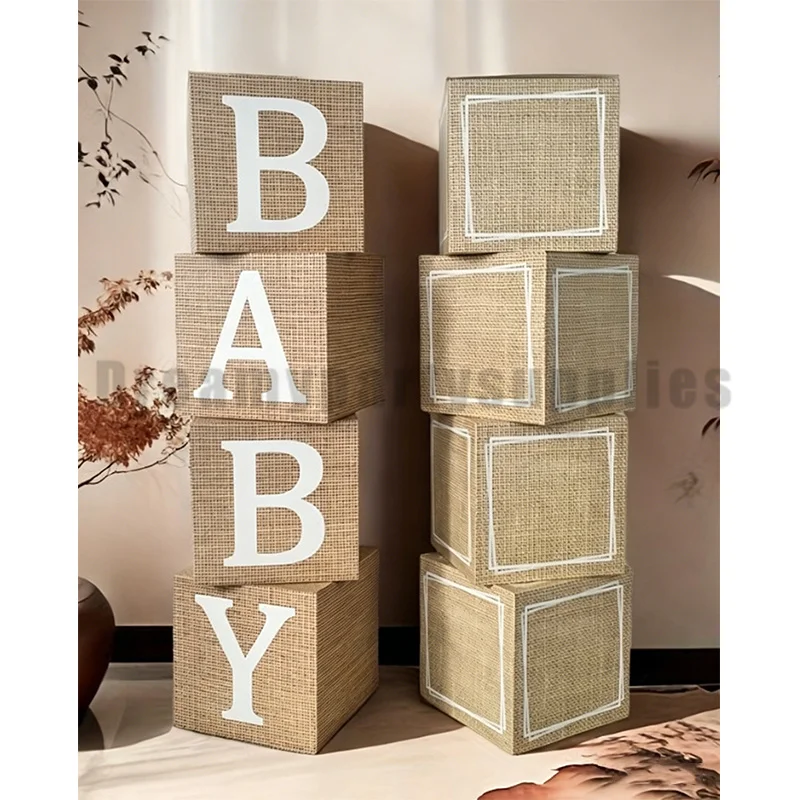 

4pcs Alphabet BABY Balloon Box 1st Birthday Gift Filling Box Kids Gender Boy Girl Birthday Baby Shower Props Party Decoration