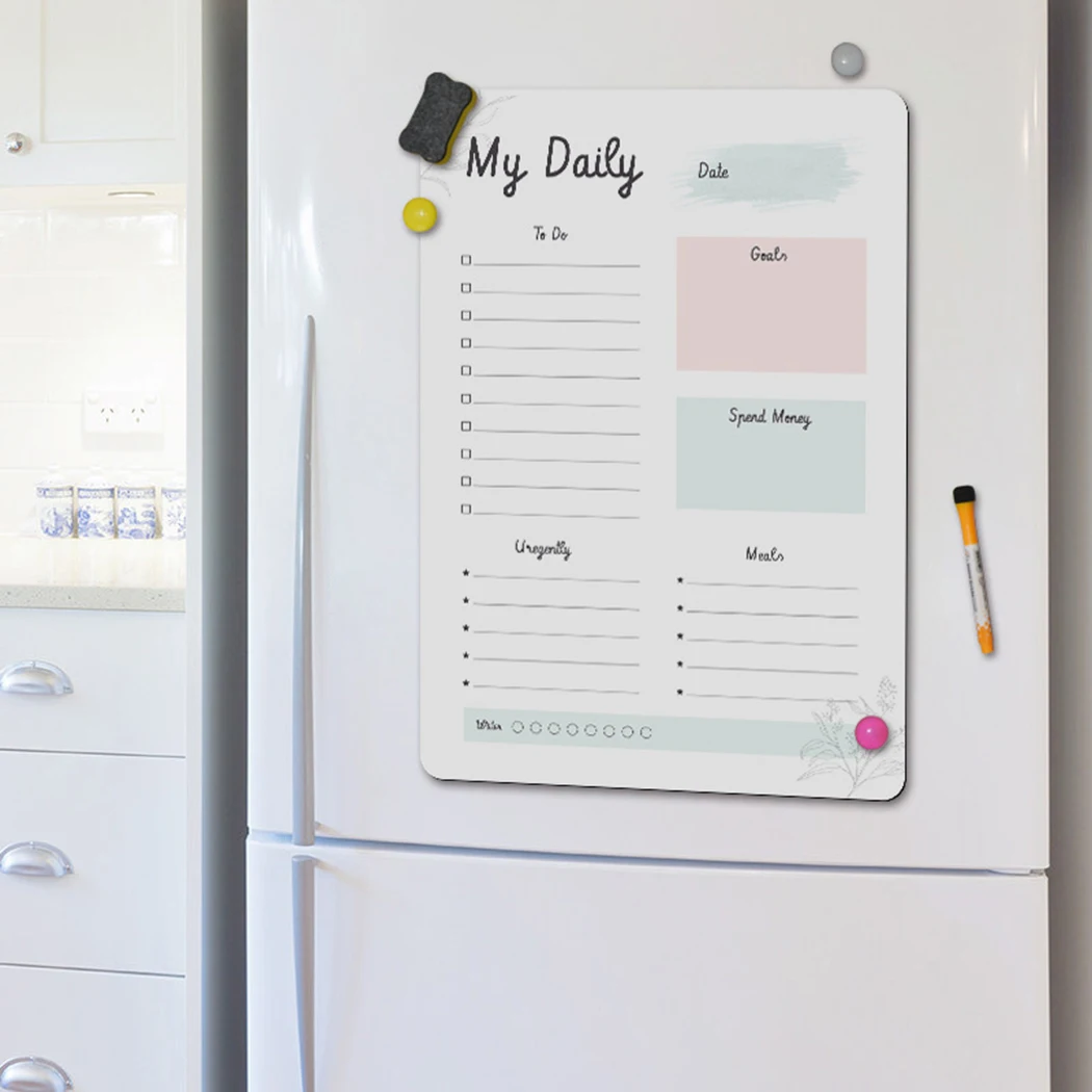 Calendar Refrigerator Sticker Magnetic Soft Film Rewritable Mobile Message Board Schedule Schedule Fridge Planner 21*29.7*0.5cm