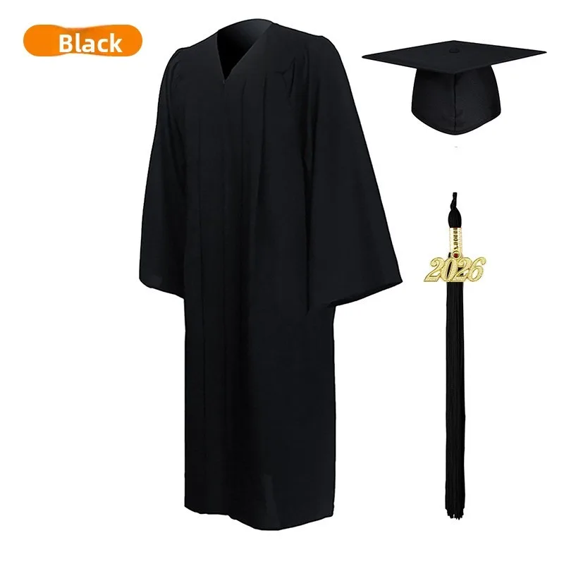 New Style Woven Graduation Gown American Style Adult Graduation Robe University Cap and Gown Set Academic Dress