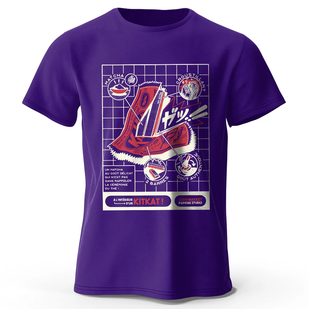 Japanisches Convenience Store Snacks T-Shirt – handbemalte Illustration aus weichem Baumwollstoff, Street Fashion
