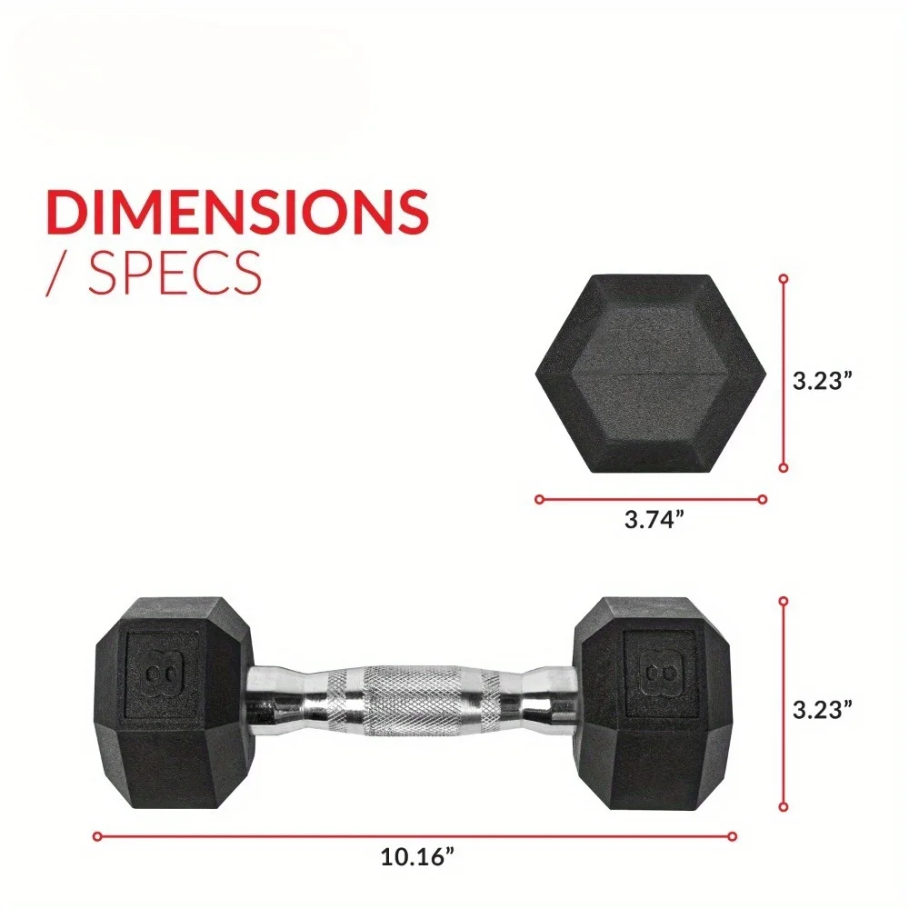 أثقال، دمبل سداسي مطاطي مطلي بوزن 8 رطل، زوج، ليس من السهل لفها