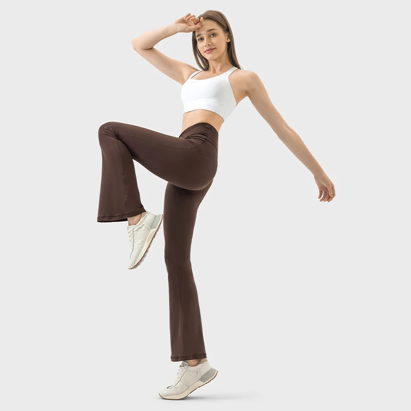 

2024 New Naked Sports Flared Leggings Womens Pants Gym Fitness Tights Flare Leg Woman Street Wear Casual Wide Leg Pants