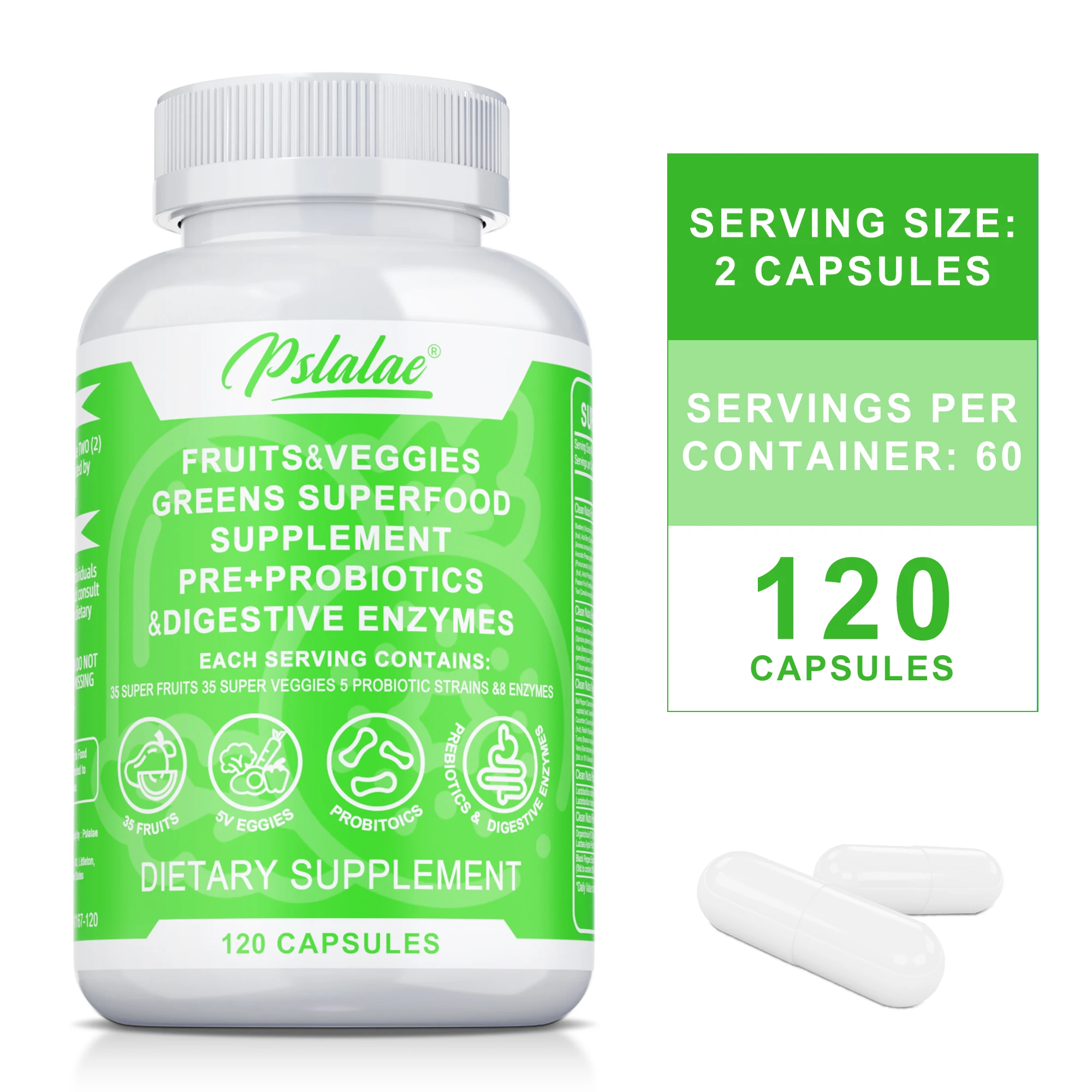 المكملات الغذائية الفائقة الخضراء للفواكه والخضروات - تحسن الهضم، والتمثيل الغذائي، وتعزز الطاقة، والمناعة وصحة الأمعاء