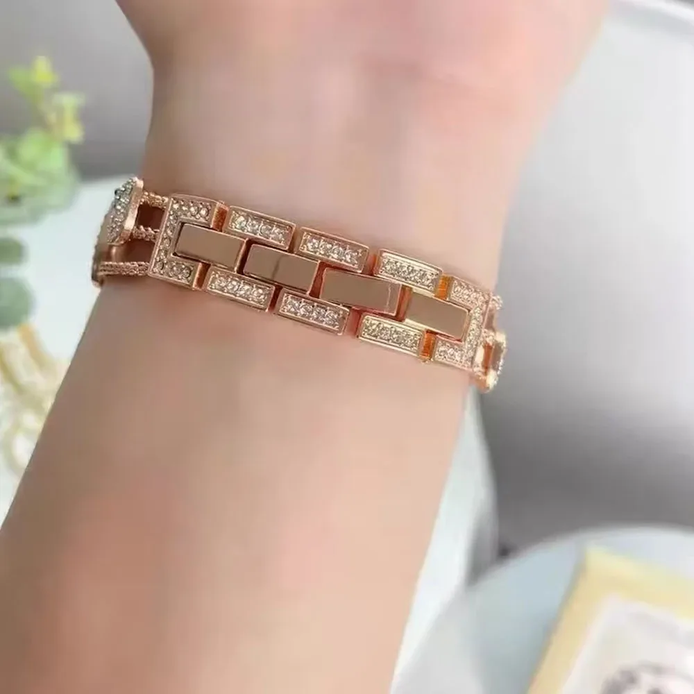 Metal＋Diamond Strap For Apple Watch Ultra/2 49mm 45mm 44mm 42mm 41mm 40mm Stainless Steel Bracelet iWatch 10 9 8 7 6 5 4 SE Belt