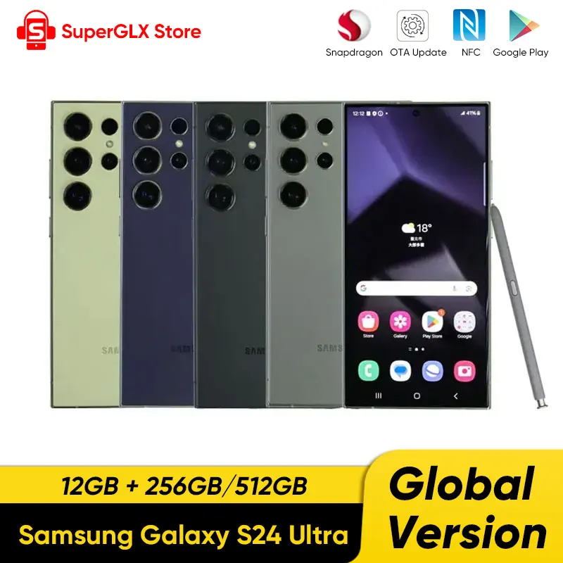 2024 New Samsung Galaxy S24 Ultra 5G Smartphone 256GB/512GB Snapdragon 8 Gen 3 120Hz LTPO AMOLED Display 200MP Quad Cameras IP68