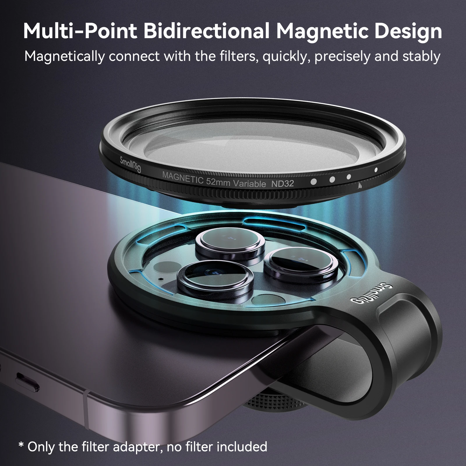 SmallRig Universal 52mm Attachable Filter Adapter Ring for Common Phone Universal Filter Adapter Ring Easy Install and Removal