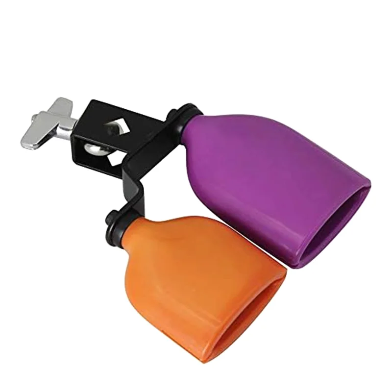 Cowbell bicolor para bateria, instrumentos de percussão, tons altos e baixos, kit de sino duplo montado, tamanho médio