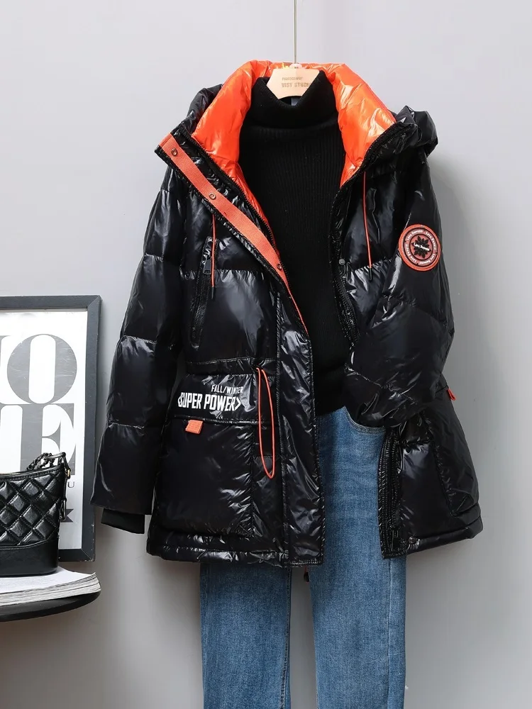 Streetwear Winter women down jacket wash-free Puffer Jacket mid-length coat thick warm Hooded down jacket outwear 2022