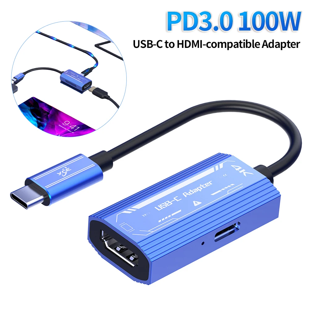 

USB-C To HDMI-compatible Adapter 4K/60Hz PD100W Data Transfer for XREAL/Rokid Air AR Glasses for Switch/Steam Deck/ROG Ally
