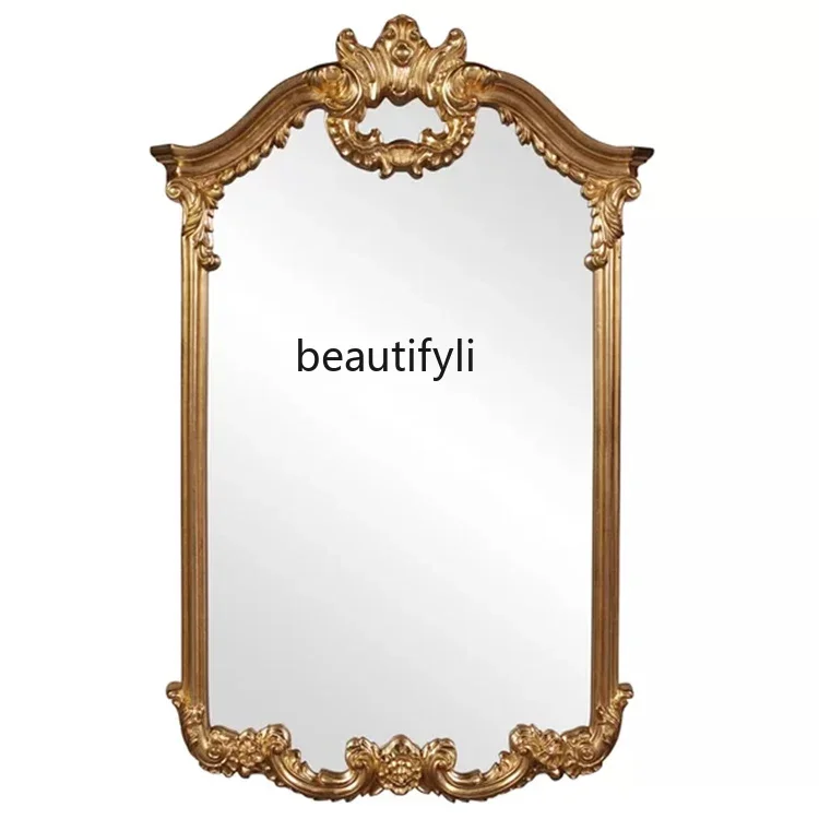 

Yy French retro carved mirror porch wall decorative mirror home bedroom bathroom dressing mirror above fireplace