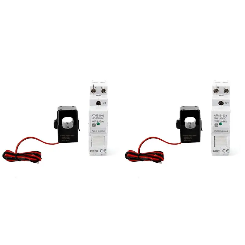 ABJI-2X ATMS1603 Tuya Single Phase Wifi Smart Energy Meter 100-230V Din Rail Precisely Measuring Voltmeter Ammeter Power