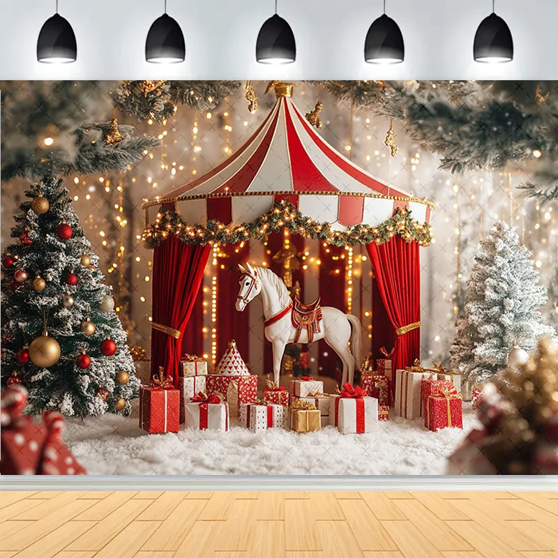 Winter Christmas Atmosphere Windows Photography Background Merry Christmas Glow Christmas Little Photo Studio Backdrops AG-33