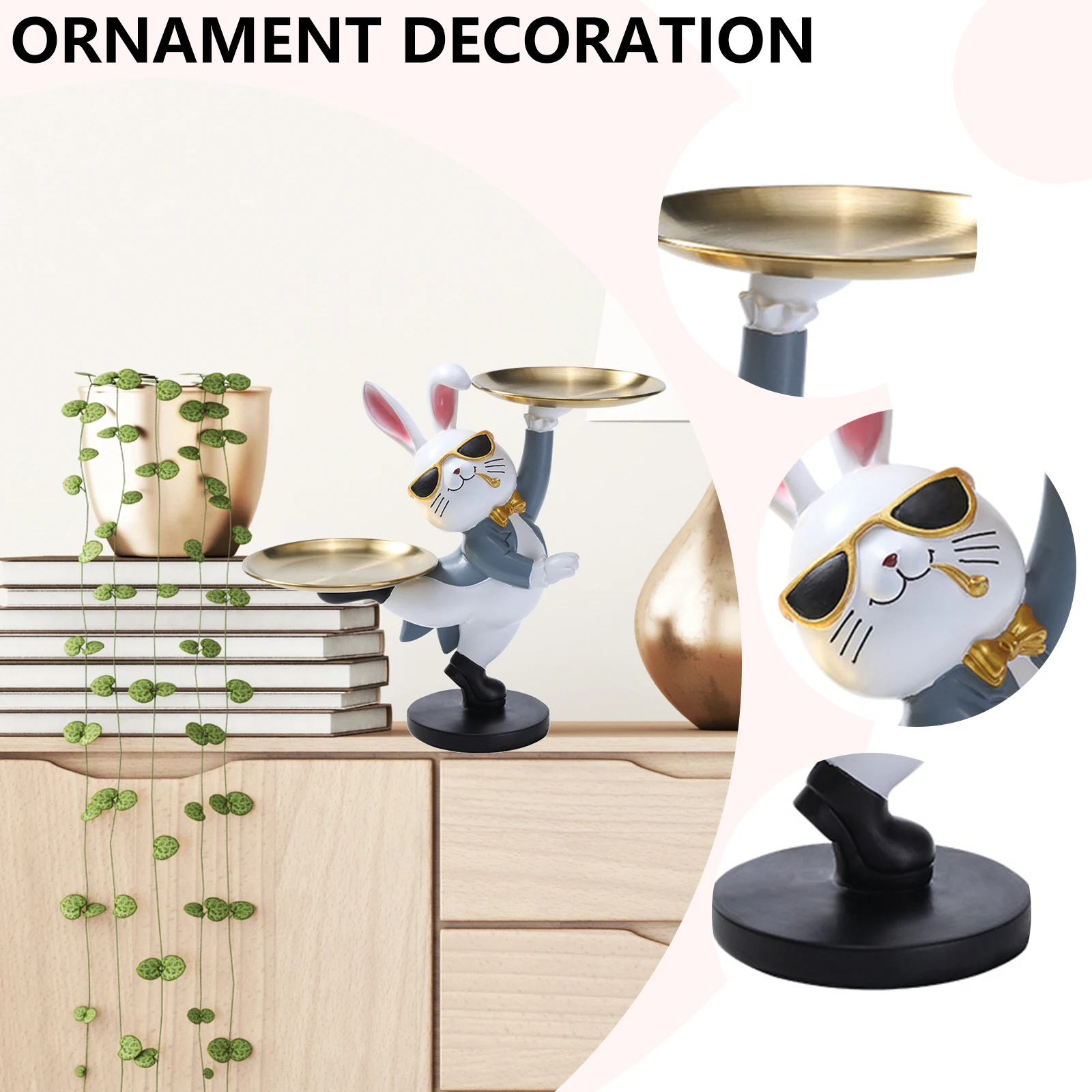 樹脂製のウサギの置物トレイ,装飾的なウサギの絵,バケーションギフト,家の装飾,ポーチ,寝室