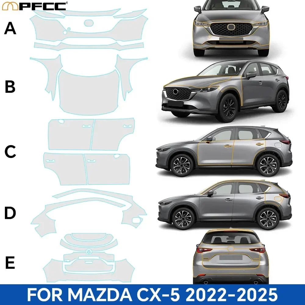 

For Mazda CX5 CX-5 2022 2023 2024 2025 TPU Car Body Paint Protection Film Anti-scratch Transparent Sticker Kit Resistant Covers